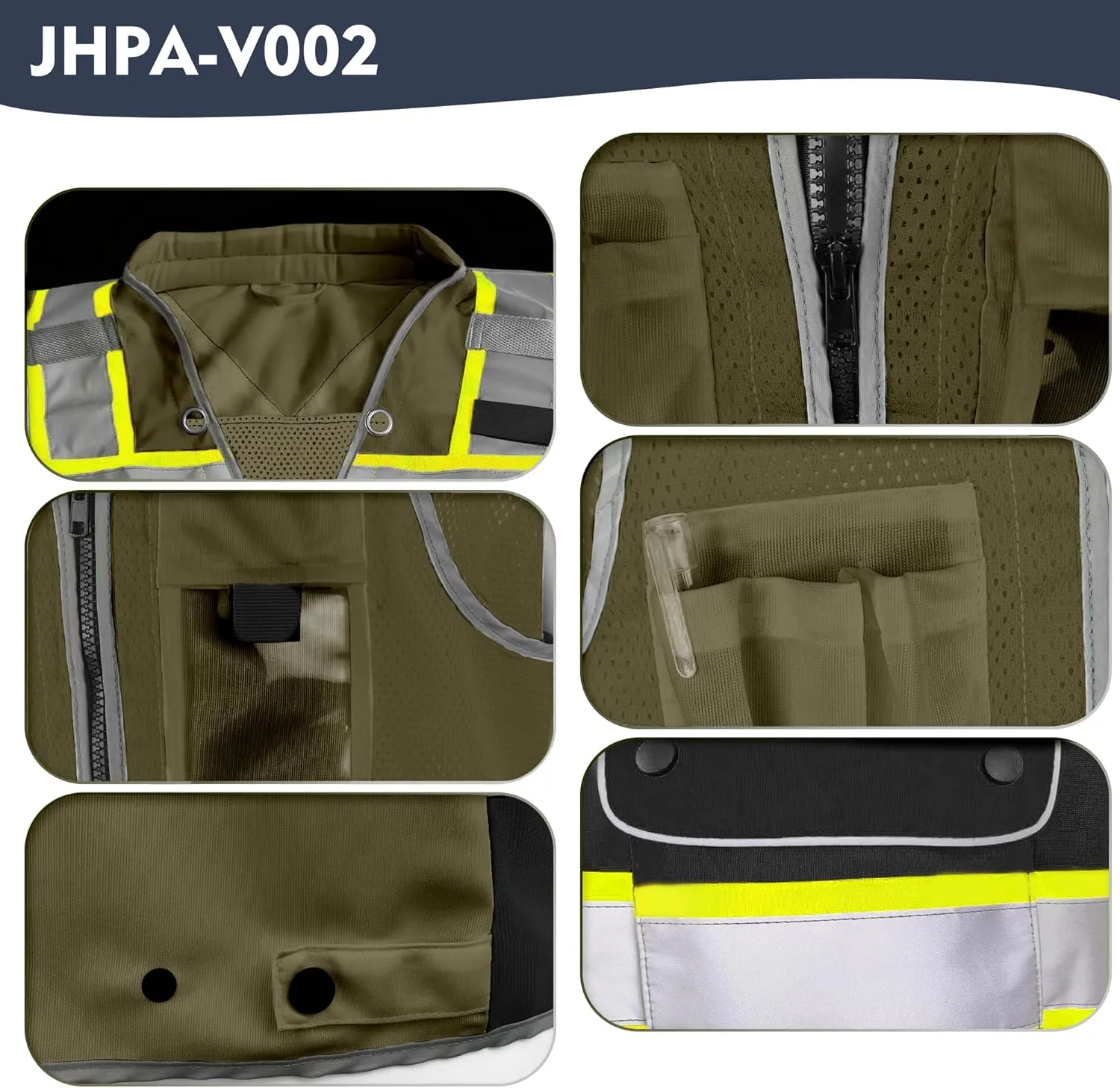 High Visibility Safety Work Vest for Men, Surveyor Safety Vest with Pockets, ANSI/ISEA 107-2020 Class 2
