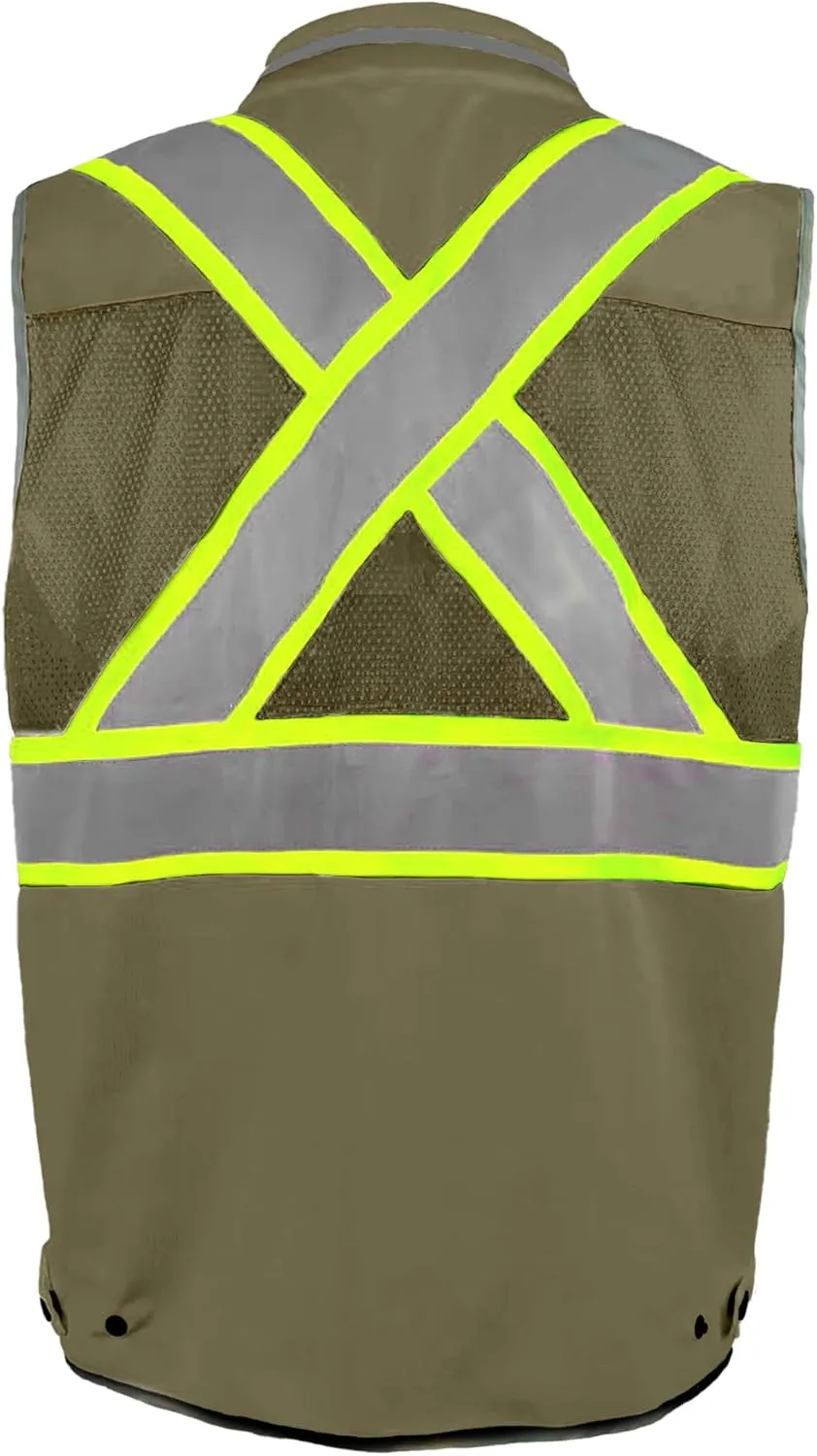 High Visibility Safety Work Vest for Men, Surveyor Safety Vest with Pockets, ANSI/ISEA 107-2020 Class 2