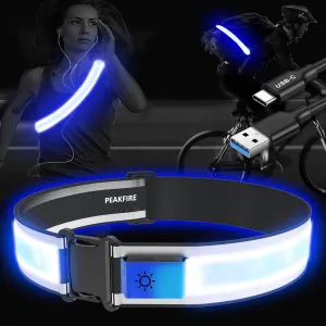 High Visibility USB-C Rechargeable LED Running Lights for Runners, 360° Reflective LED Light Up Running Vest Gear for Walking at Night