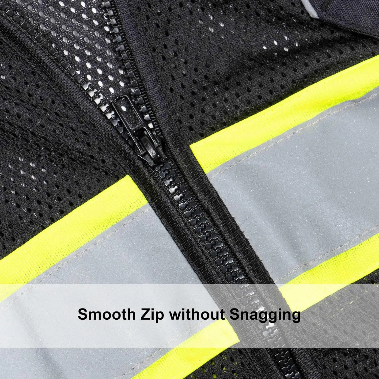 High Visibility Vest with Pockets Zipper for Men Women,Construction Vest with Reflective Strips,Hi Vis Class 3