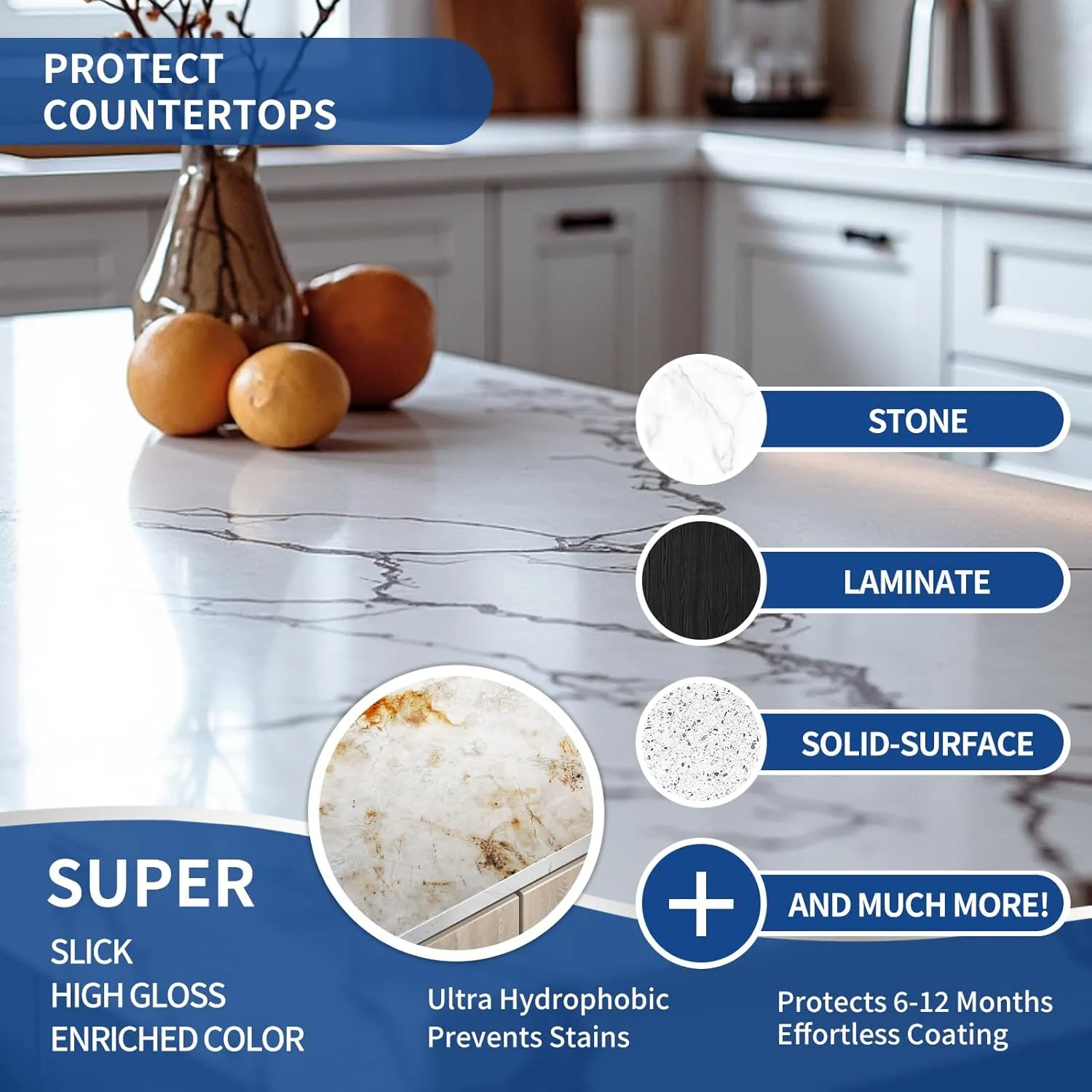 Home Ceramic Coating Spray Kit - Shine, Seal & Protect Kitchen & Bath Surfaces, High-Gloss, Repels Stains & Grime Effective - Great for Stainless Steel, Sinks, Countertops, Glass, and More