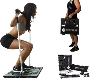 Home Gym 2.0 - Full Portable Gym Home Workout Package   1 Set of Resistance Bands - Collapsible Resistance Bar, Handles - Full Body Workouts for Home, Travel or Outside - White (PKG2-WHITE)