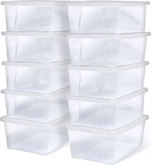 HOMZ 10-Pack Snaplock, Small Clear Plastic Storage Bins with Lids, 6 Quart, White