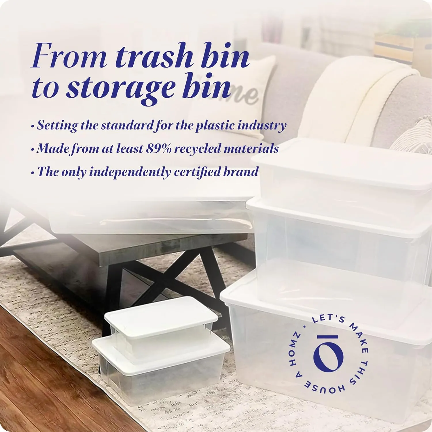 HOMZ 10-Pack Snaplock, Small Clear Plastic Storage Bins with Lids, 6 Quart, White