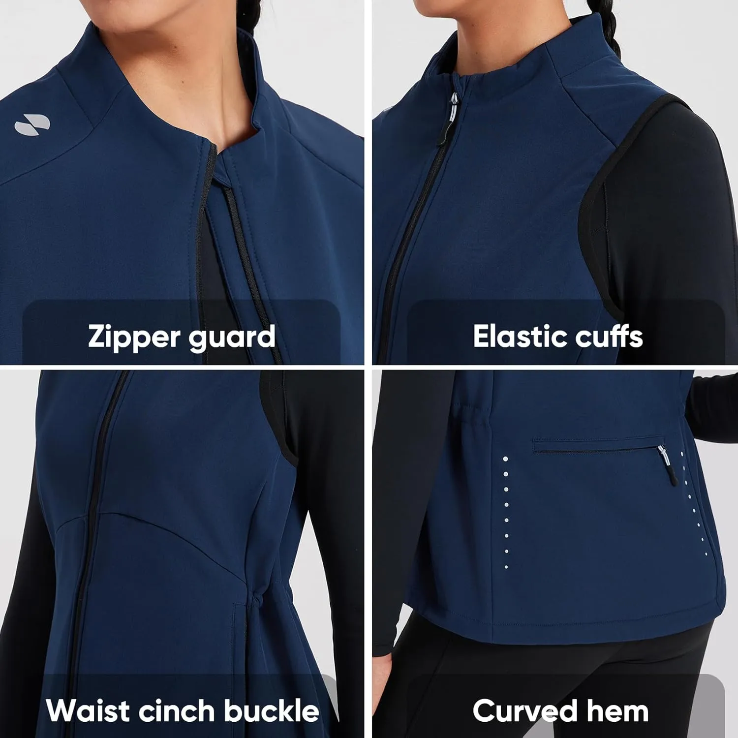 HOTSUIT Women’s Lightweight Vest with 5 Pockets Windproof Sleeveless Jacket for Hiking Golf Vest, Black, M