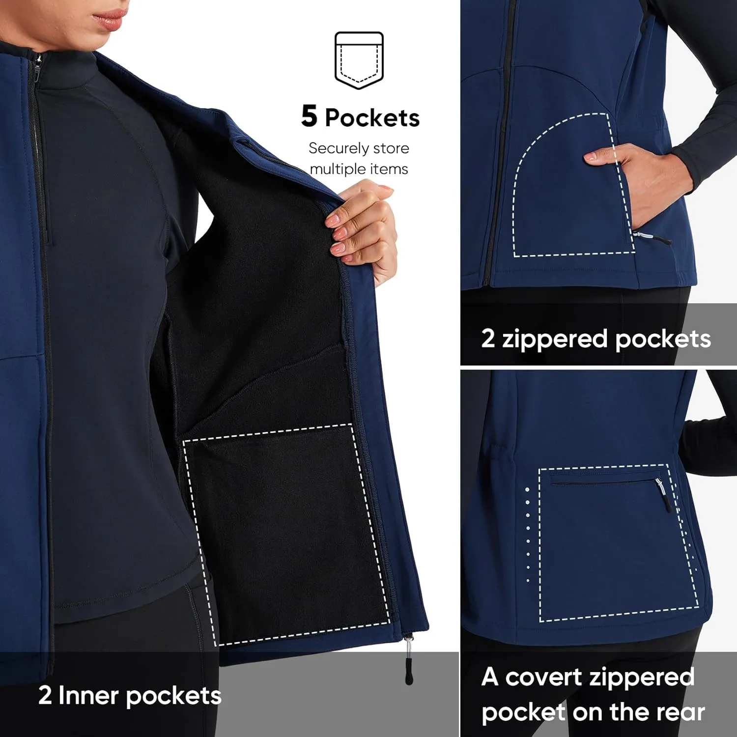 HOTSUIT Women’s Lightweight Vest with 5 Pockets Windproof Sleeveless Jacket for Hiking Golf Vest, Black, M