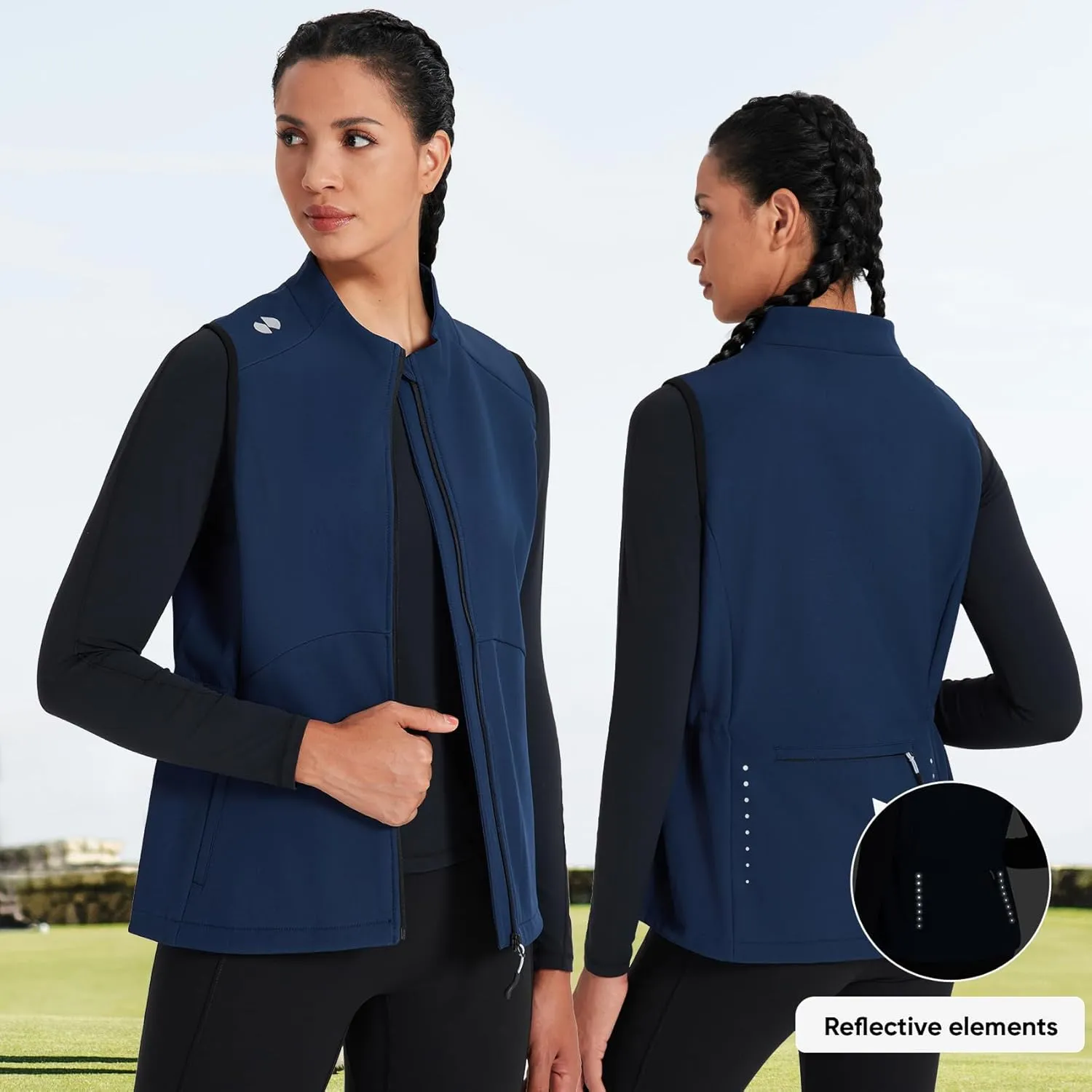 HOTSUIT Women’s Lightweight Vest with 5 Pockets Windproof Sleeveless Jacket for Hiking Golf Vest, Black, M