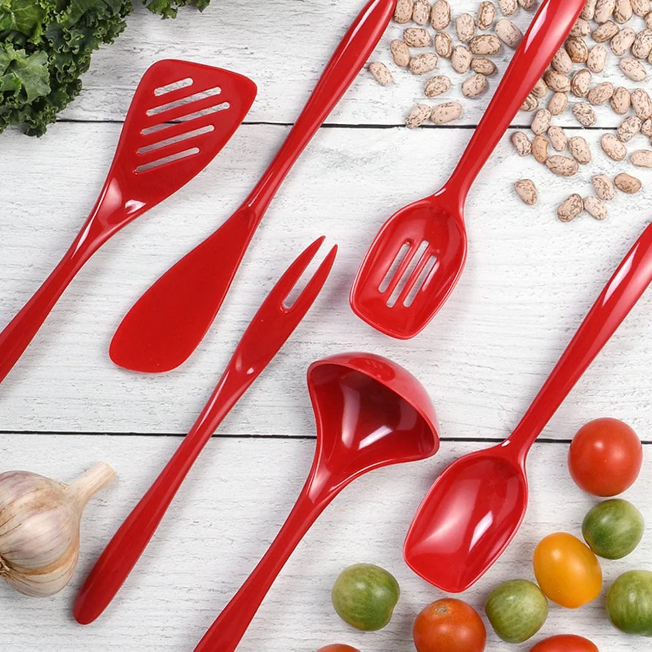 Hutzler 6 Piece Melamine Mini 7.5 Inch Cooking Utensil Set