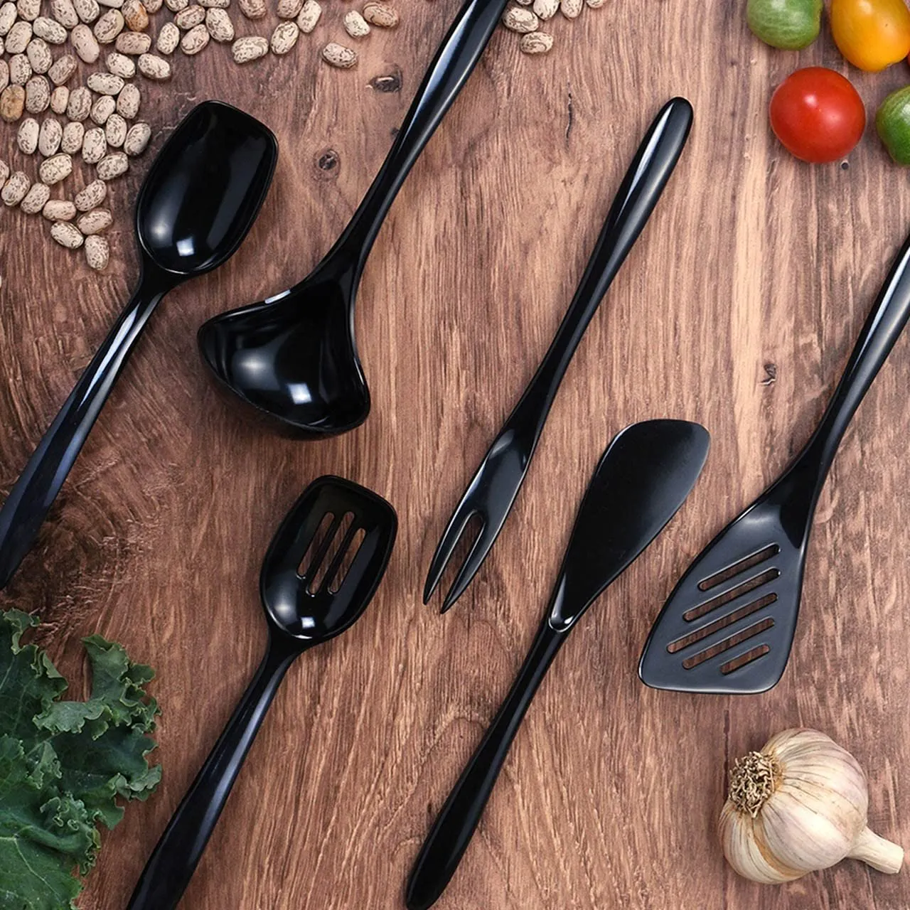Hutzler 6 Piece Melamine Mini 7.5 Inch Cooking Utensil Set