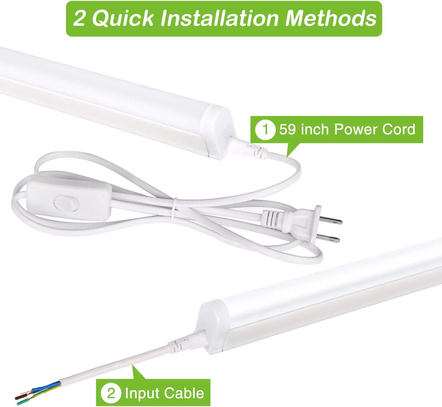 hykolity 6 Pack LED Shop Light 4FT, T5 Integrated Single Fixture, 22W, 2200lm, 6500K Super Bright White, Linkable Shop Light, Utility Shop Lights, Corded Electric with Built-in ON/Off Switch