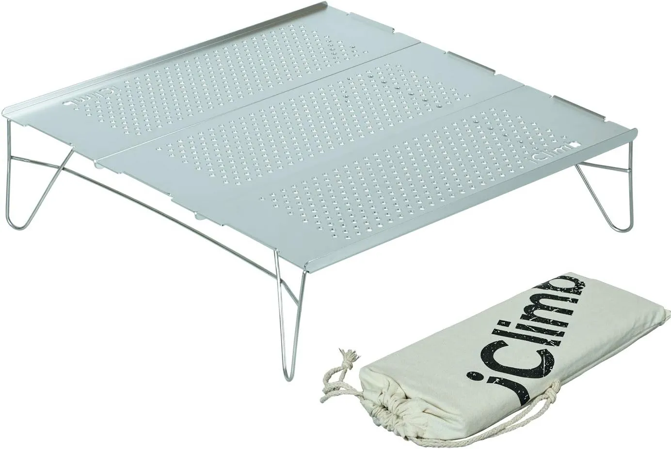 iClimb Mini Solo Folding Table Ultralight Compact for Backpacking Camping Hiking Beach Picnic (Silver - L)