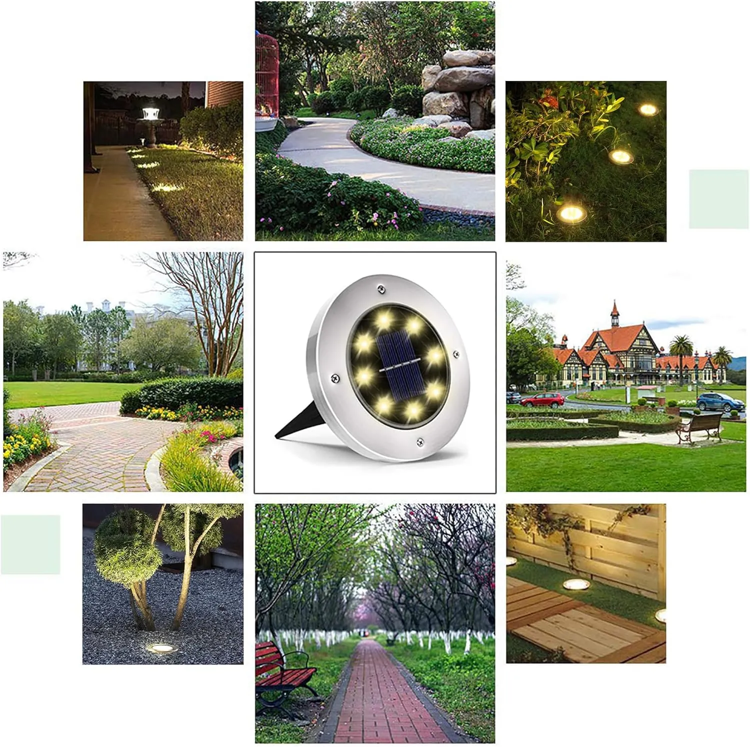 INCX Solar Lights Outdoor Waterproof,16 Pack Solor Ground Light for Outside, Solar Garden Lights Landscape Lighting for Patio Pathway Lawn Yard Deck Driveway Walkway, Warm White