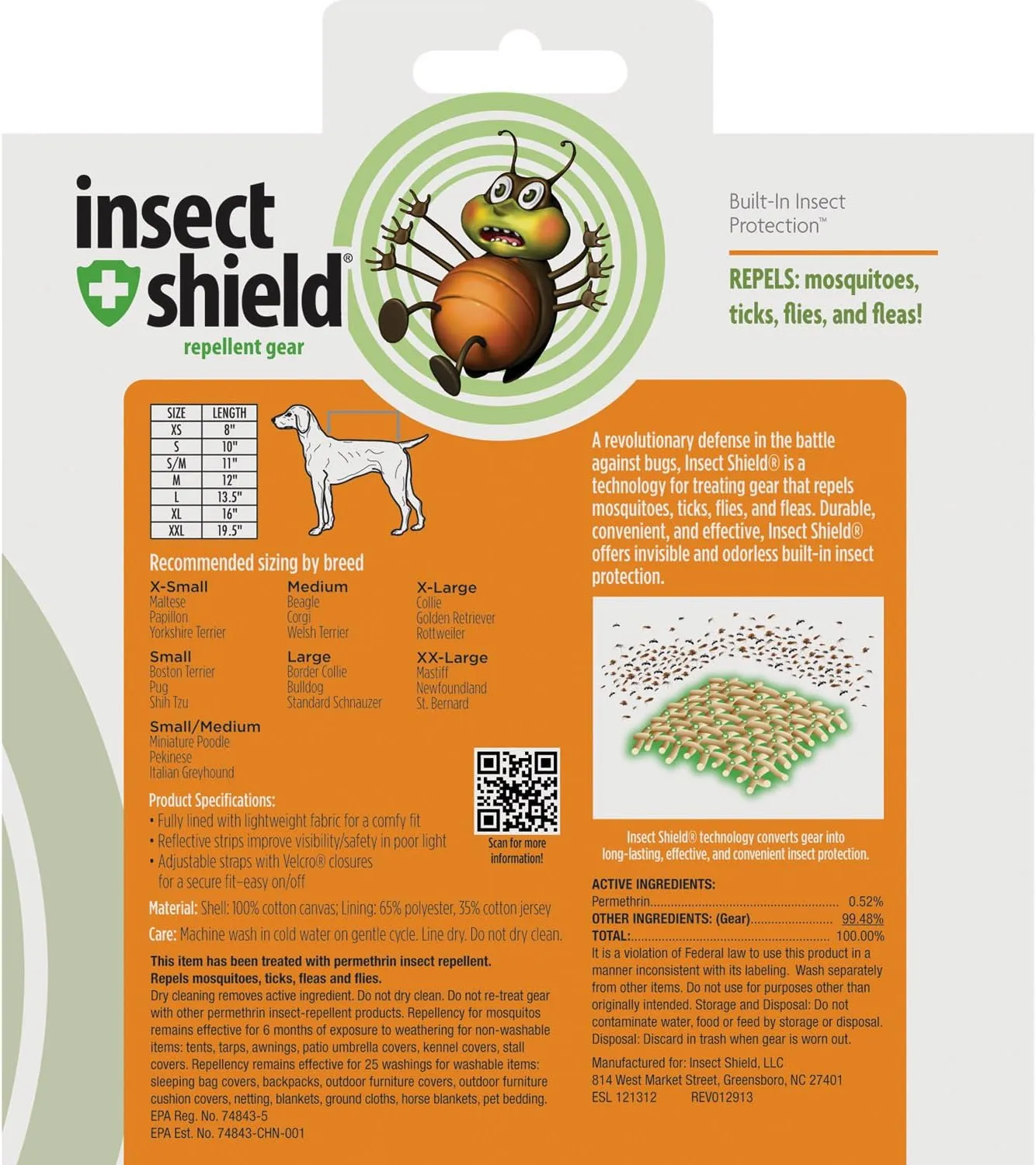 Insect Repellant Protective Safety Vest for Protecting Dogs from Fleas, Ticks, Mosquitoes & More