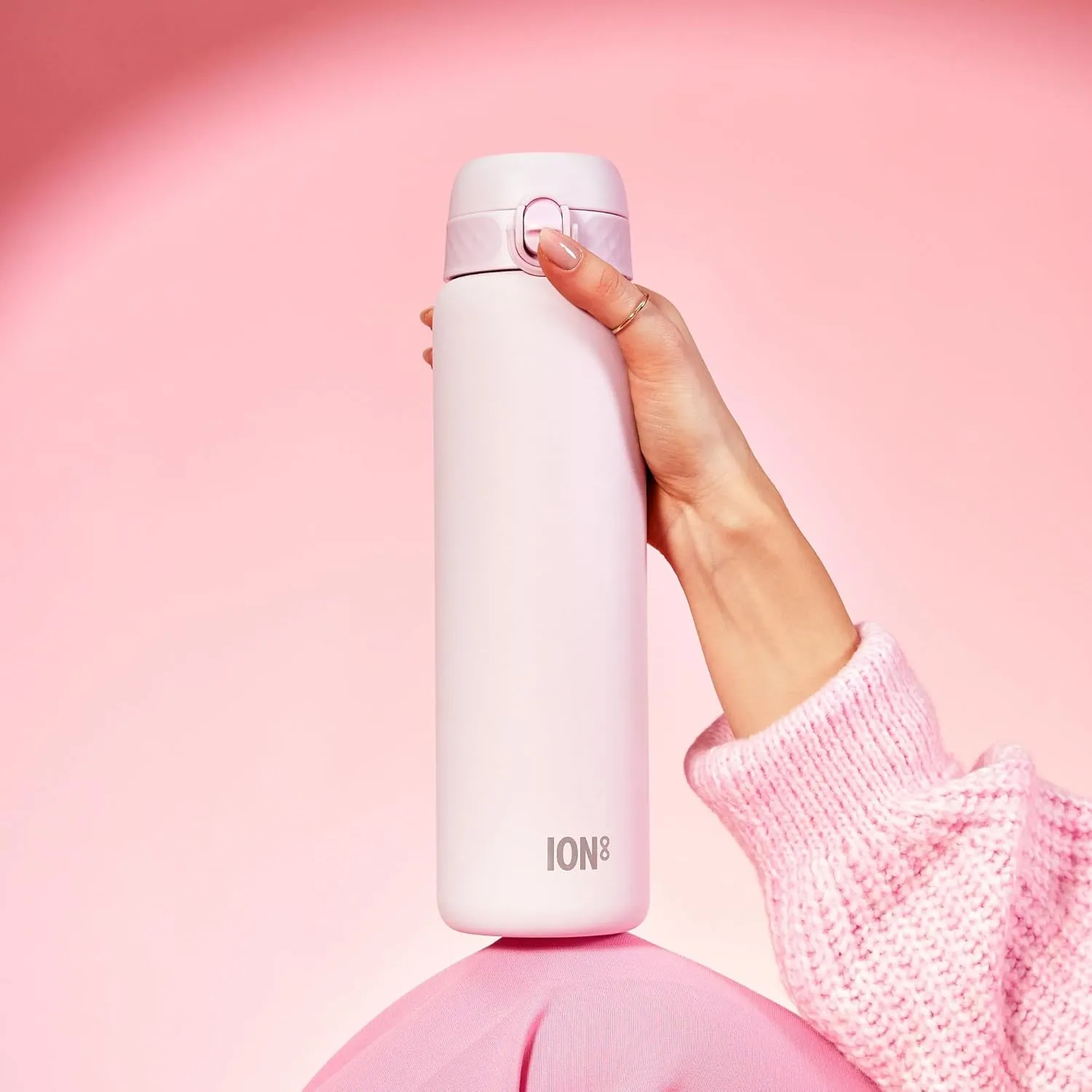 Ion8 1 Litre Stainless Steel Water Bottle, Leak Proof, Easy to Open, Secure Lock, Dishwasher Safe, Carry Handle, Flip Cover, Easy Clean, Durable, Scratch Resistant, 1200 ml/40 oz, Lilac Dusk Pink