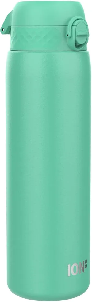 Ion8 1 Litre Stainless Steel Water Bottle, Leak Proof, Easy to Open, Secure Lock, Dishwasher Safe, Carry Handle, Hygienic Flip Cover, Easy Clean, Durable, Scratch Resistant, 1200 ml/40 oz, Teal Green