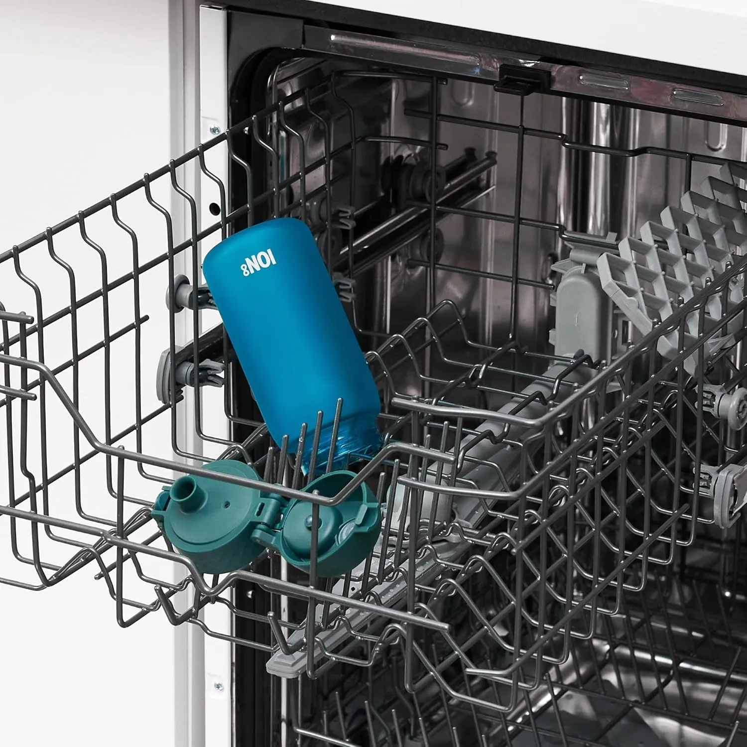 Ion8 Small Water Bottle, 350 ml/12 oz, Leak Proof, Easy to Open, Secure Lock, Dishwasher Safe, BPA Free, Carry Handle, Hygienic Flip Cover, Easy Clean, Odor Free, Carbon Neutral, Aqua Blue