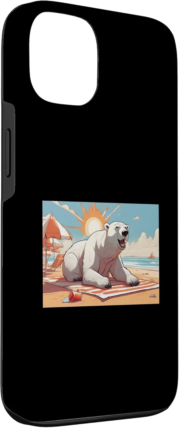 iPhone 13 Polar Bear Relaxing On Beach Towel With Beach Scenery Case