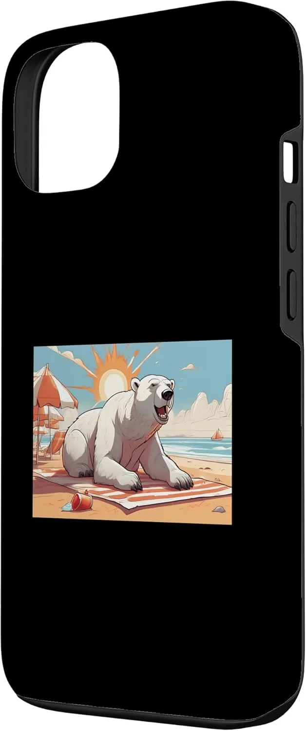 iPhone 13 Polar Bear Relaxing On Beach Towel With Beach Scenery Case