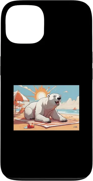 iPhone 13 Polar Bear Relaxing On Beach Towel With Beach Scenery Case