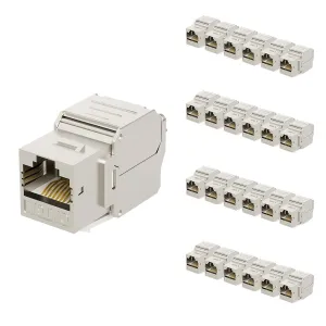 iwillink 10Gbps RJ45 Cat6A Keystone Jack, Shielded Keystone Jacks, 180 Degree Toolless Zinc-Alloy Housing Keystone Jack, 25-Pack
