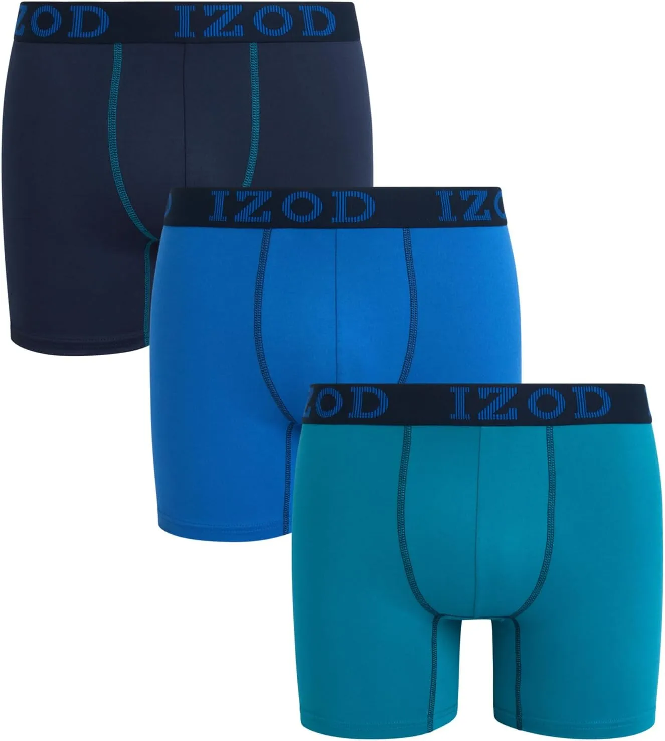 IZOD Mens Boxer Briefs - 3 Pack Soft Stretch Mens Underwear Boxers with Contour Pouch, Athletic Briefs for Men (Sizes: S-XL)