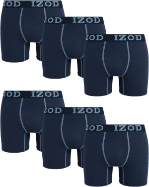 IZOD Mens Boxer Briefs - 6 Pack Soft Stretch Mens Underwear Boxers with Contour Pouch, Athletic Briefs for Men (Sizes: S-XL)