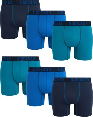 IZOD Mens Boxer Briefs - 6 Pack Soft Stretch Mens Underwear Boxers with Contour Pouch, Athletic Briefs for Men (Sizes: S-XL)