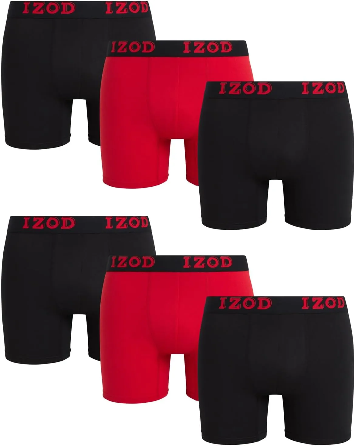 IZOD Mens Boxer Briefs - 6 Pack Soft Stretch Mens Underwear Boxers with Contour Pouch, Athletic Briefs for Men (Sizes: S-XL)