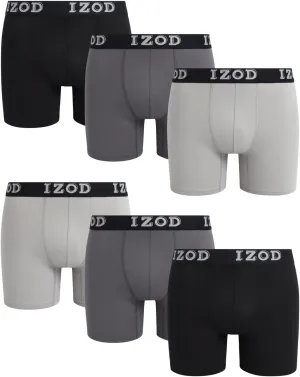 IZOD Mens Boxer Briefs - 6 Pack Soft Stretch Mens Underwear Boxers with Contour Pouch, Athletic Briefs for Men (Sizes: S-XL)