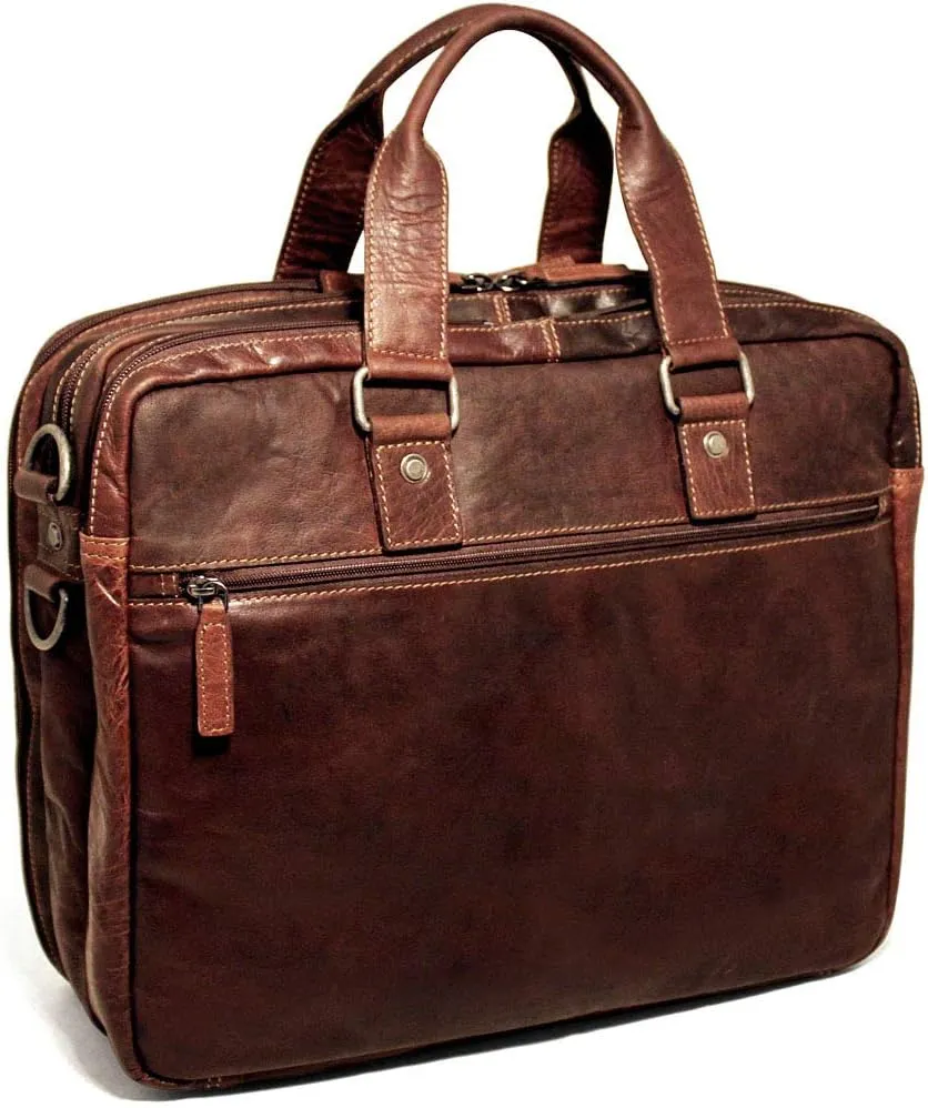Jack Georges Men's Voyager Large Travel Briefcase in Buffalo Leather #7328