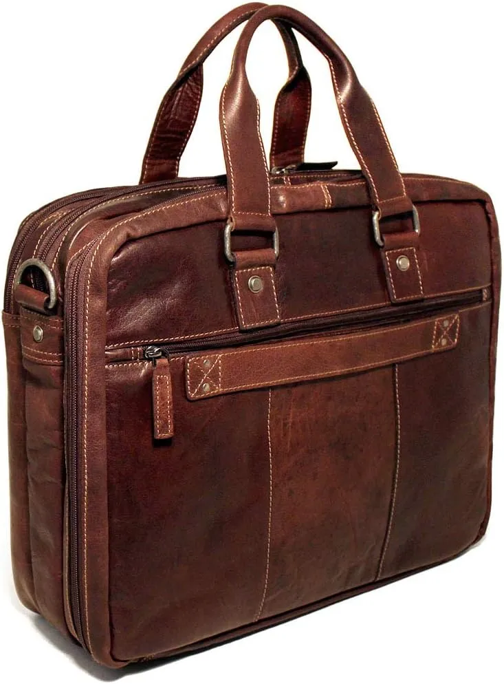 Jack Georges Men's Voyager Large Travel Briefcase in Buffalo Leather #7328