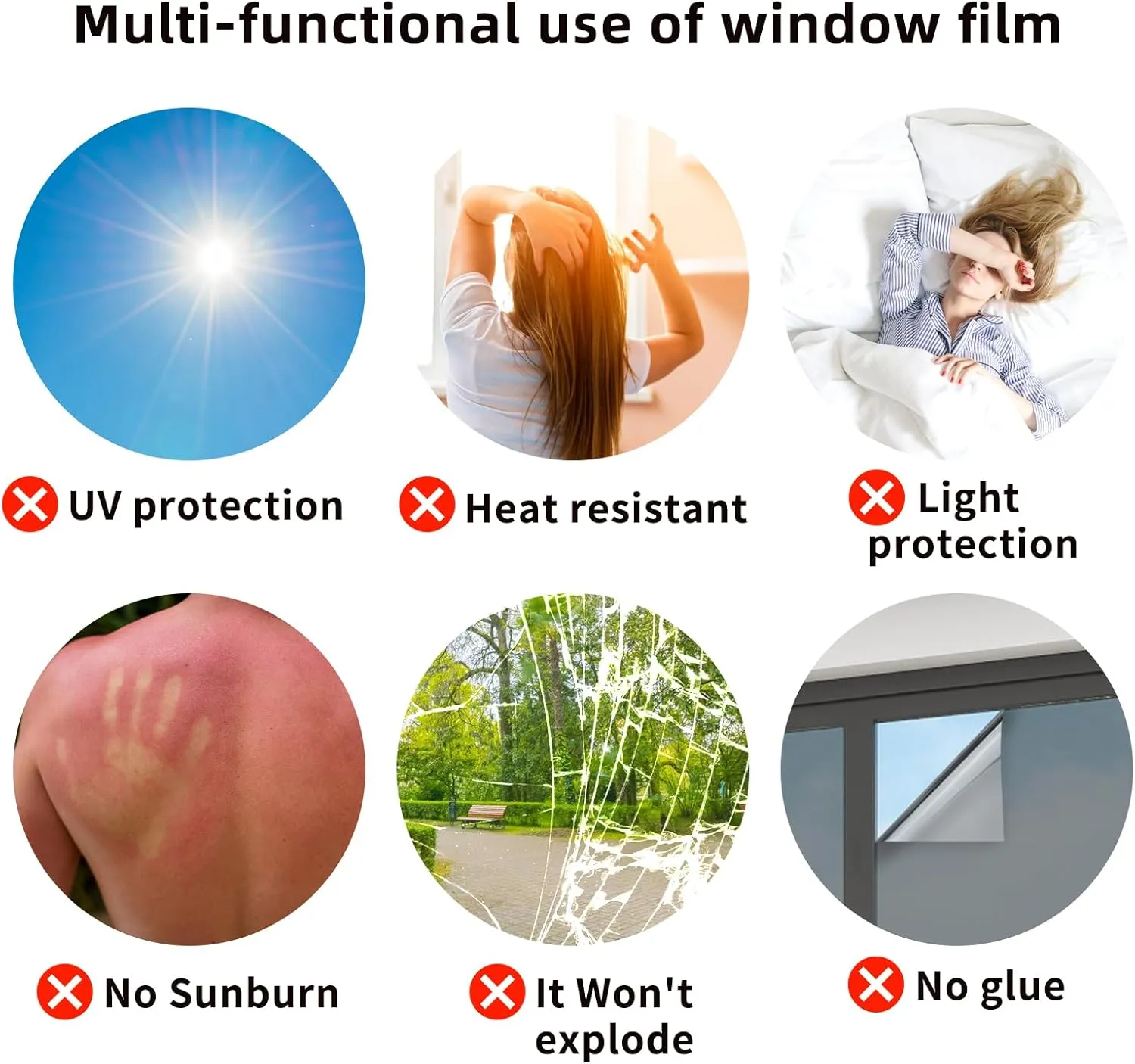 JAYONG Privacy Window Film One Way - Window Tint for Home, Heat Blocking Reflective Mirror Glass Window Film for Bathroom Home Office,Static Cling & Anti UV,Black Silver,17.5 x 196.8 Inch ﻿