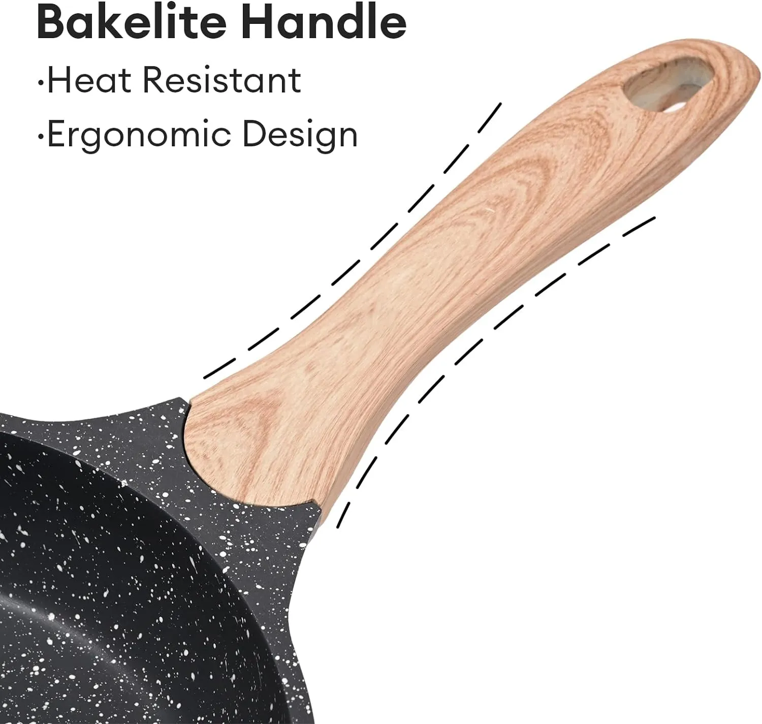 JEETEE Nonstick Frying Pans Set, Nonstick Omelette Skillet Set 3 Pcs, 8" 9.5" 11" Granite Non-Stick Frying pan with Bakelite Handle, Compatible with All Stovetops (Gas, Electric & Induction), Grey