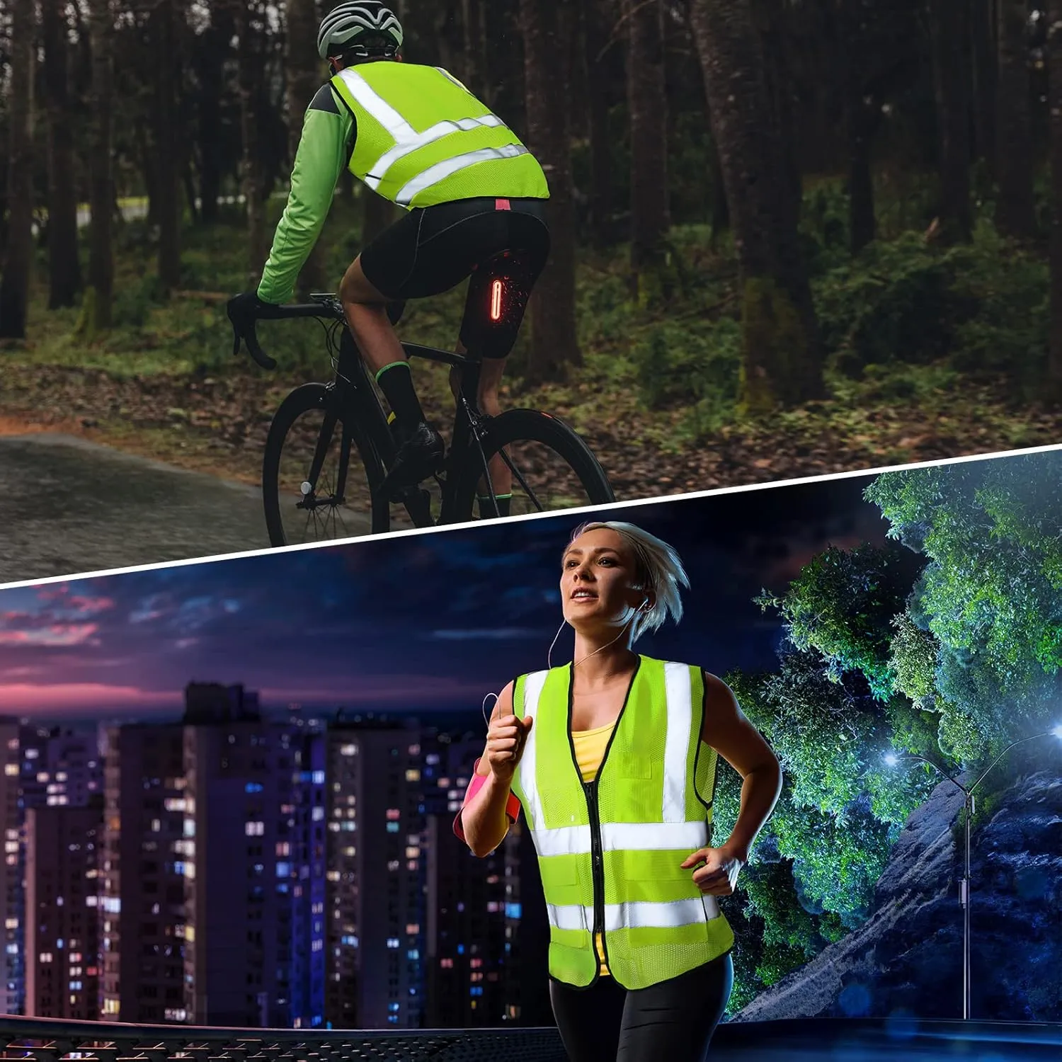JenPen 10 Pieces Reflective Safety Vests with Pockets and Zipper, High Visibility Mesh Construction Vest for Men Women