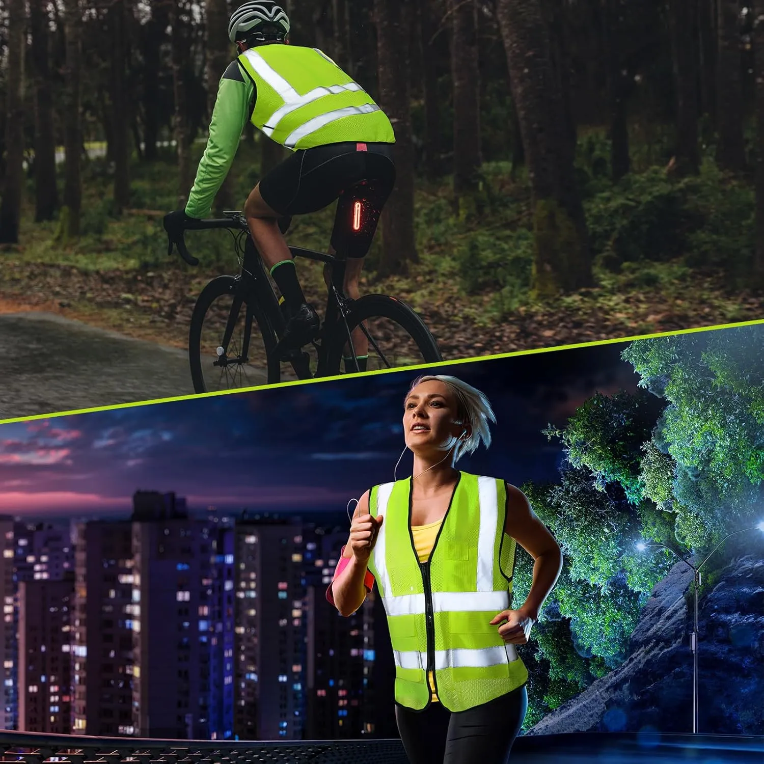 JenPen 10 Pieces Reflective Safety Vests with Pockets and Zipper, High Visibility Mesh Construction Vest for Men Women
