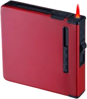 Jet Lighter with Dual-Purpose Cigarette case, Detachable Butane Lighter, Anti-Odor and Moisture-Proof Cigarette case Holder (excluding Fuel) for Men (Color : D)