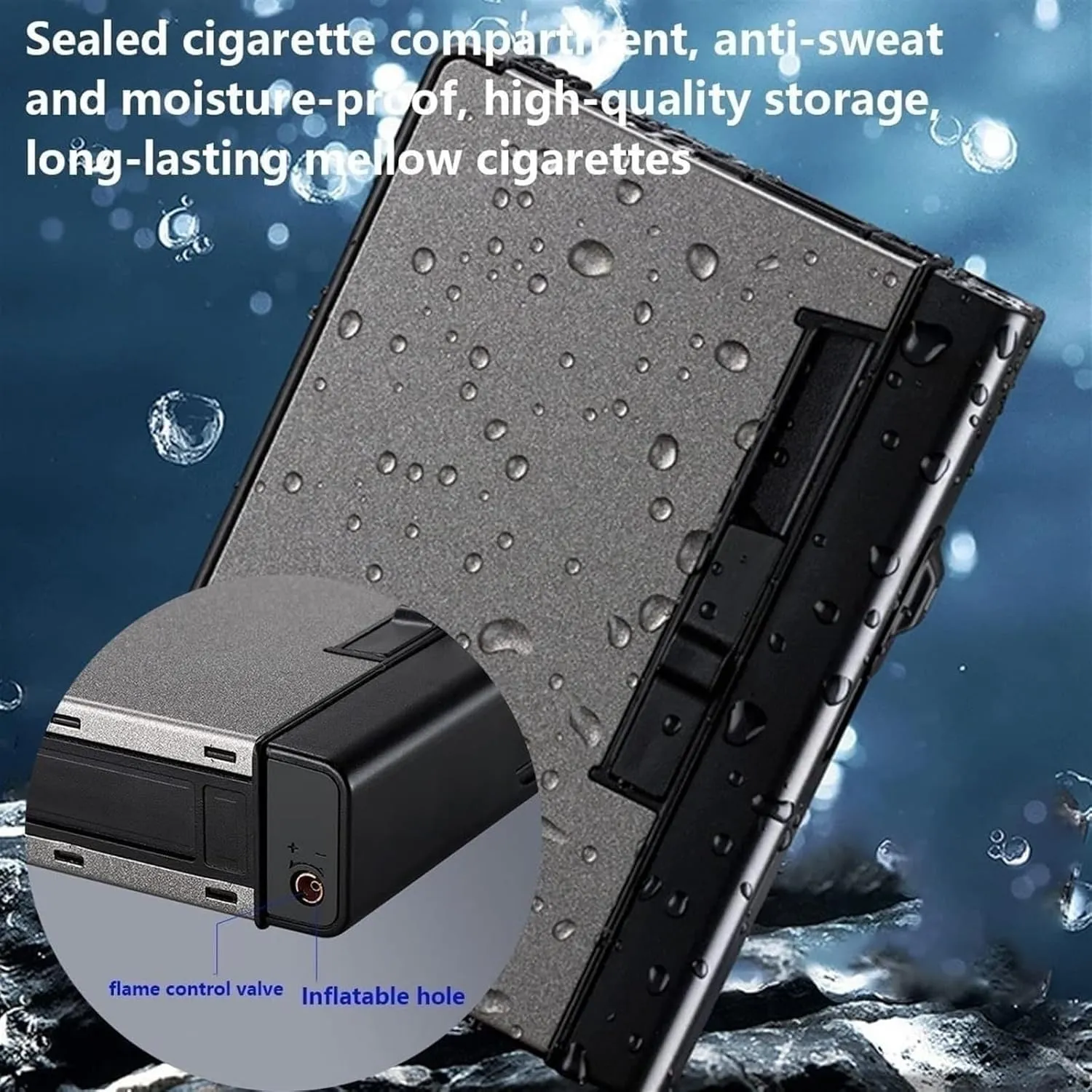 Jet Lighter with Dual-Purpose Cigarette case, Detachable Butane Lighter, Anti-Odor and Moisture-Proof Cigarette case Holder (excluding Fuel) for Men (Color : D)
