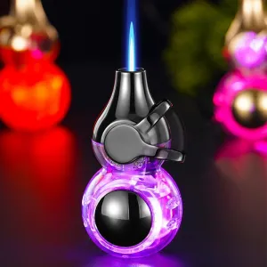 Jet Torch Lighter, Butane Refillable Cool Lighter with Visible Fuel Tank and Adjustable Flame Dial, Gourd Shape Lighters for Men Dad Husband (Fuel Not Included)