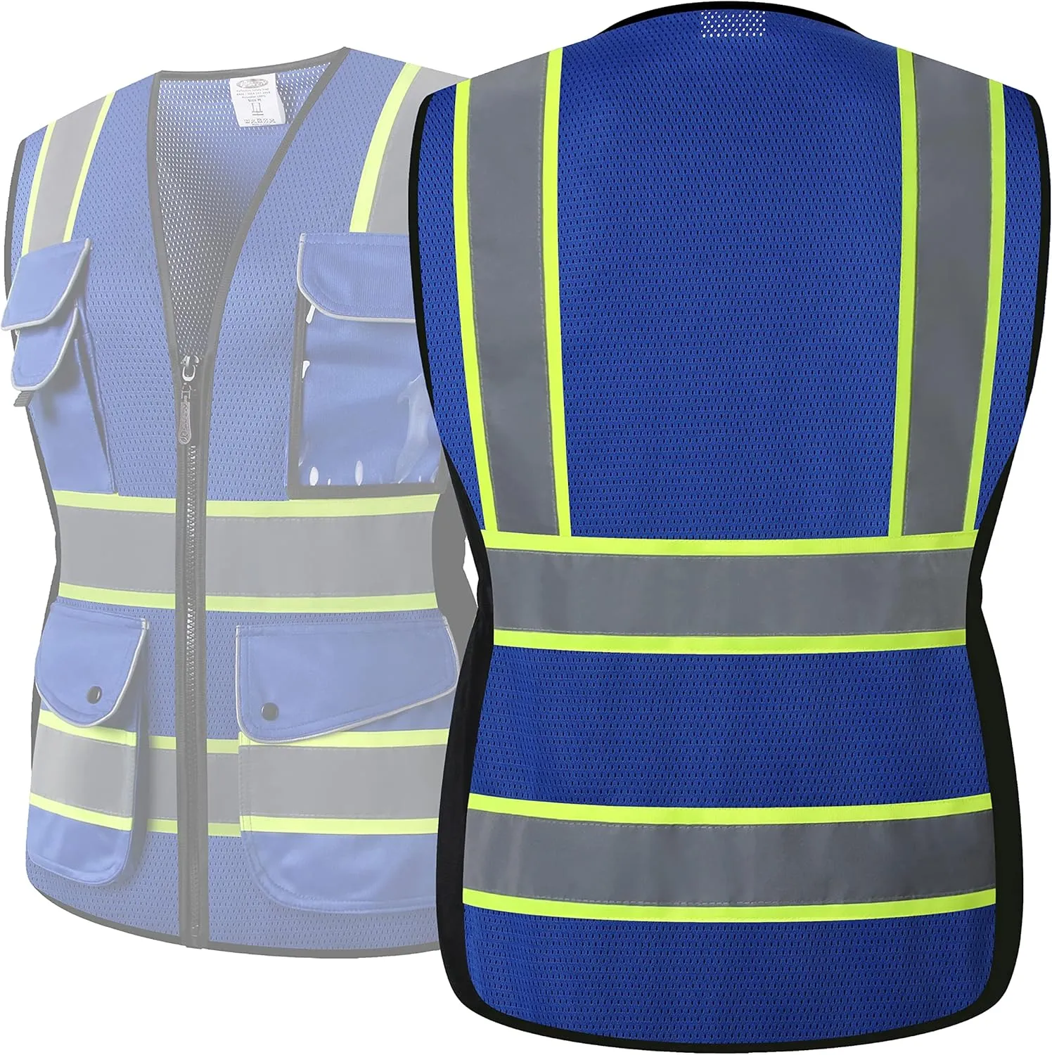 JKSafety Women Hi-Vis Reflective Safety Vest | Neon Color body Sewed Reflective Strips Breathable Lightweight ANSI Compliant