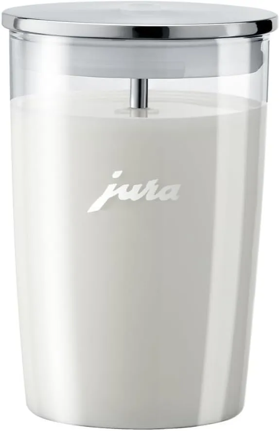 Jura E6 Automatic, Affordable Espresso Machine with Programmable Coffee Strength (Platinum) Bundle with Smart Filter Cartridge, Cleaning Tablets, Coffee Beans Bag, and Glass Milk Container (5 Items)