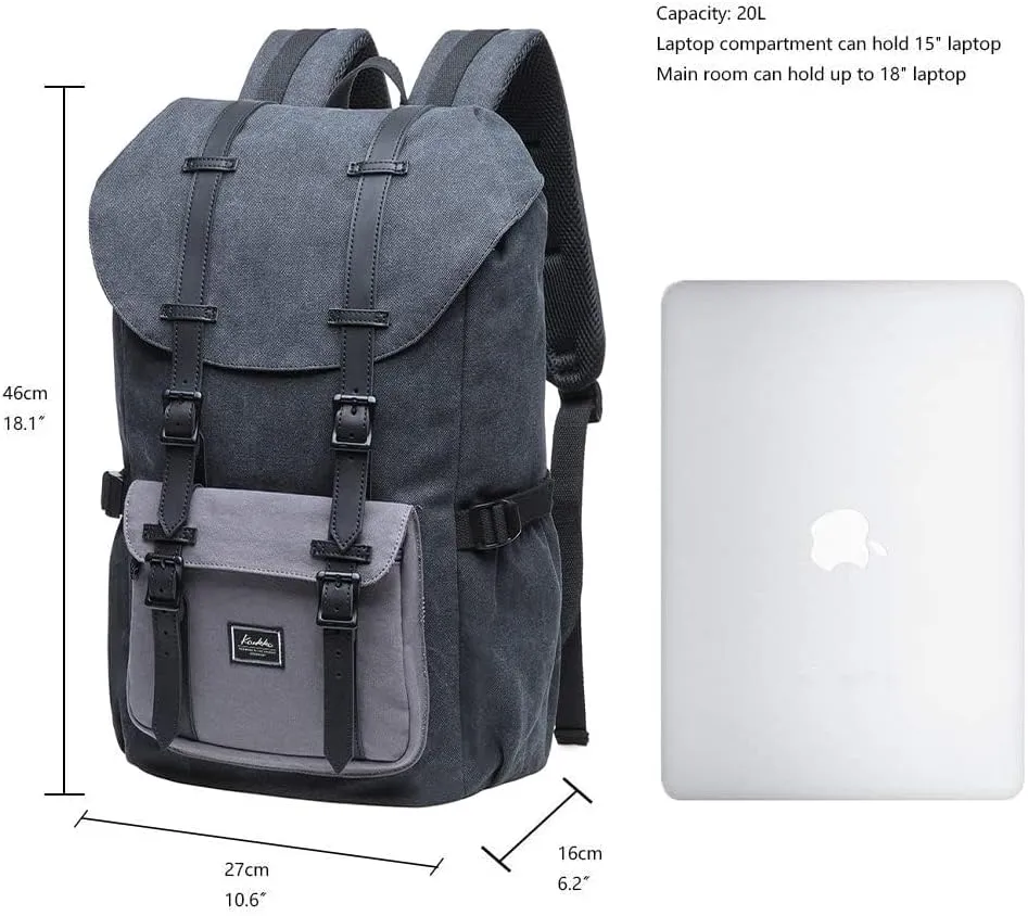 KAUKKO Laptop Outdoor Backpack Traveling Daypack Hiking Rucksack Large Capacity Bag Fits 15.6" (E5-1BG-NEW)