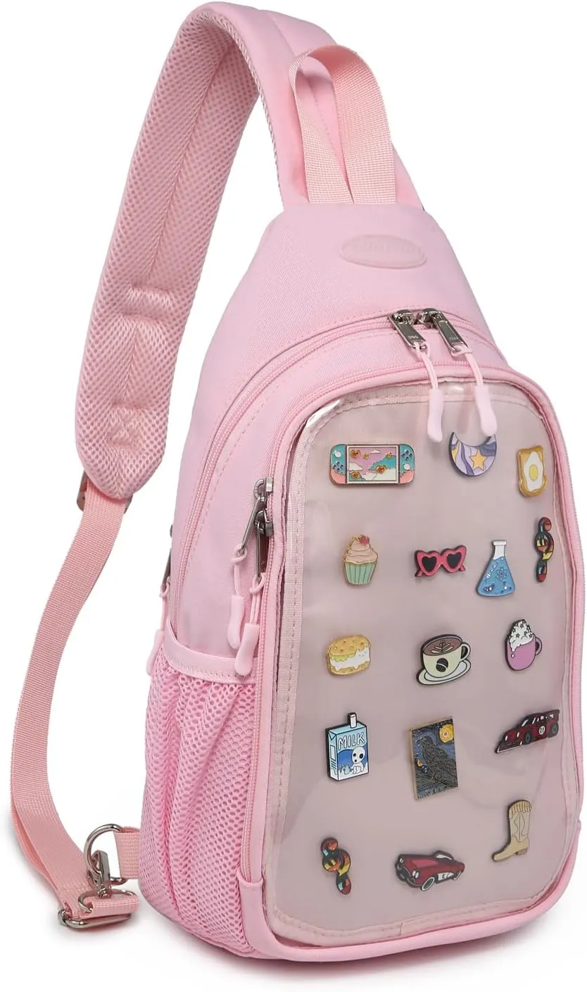 Kawaii Oxford Ita Bag Pin Display Chest Pack Shoulder Bag Sport Backpack Hiking Daypack