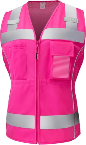KAYGO Safety Vest with Pockets - High Visibility Reflective Vest For Woman Waist-Defining Construction Vest KG0118