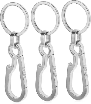Keychain Clip Set 3 Pcs Titanium Carabiner Keychains Clip Quick Release Beer Opener Keyring for Family