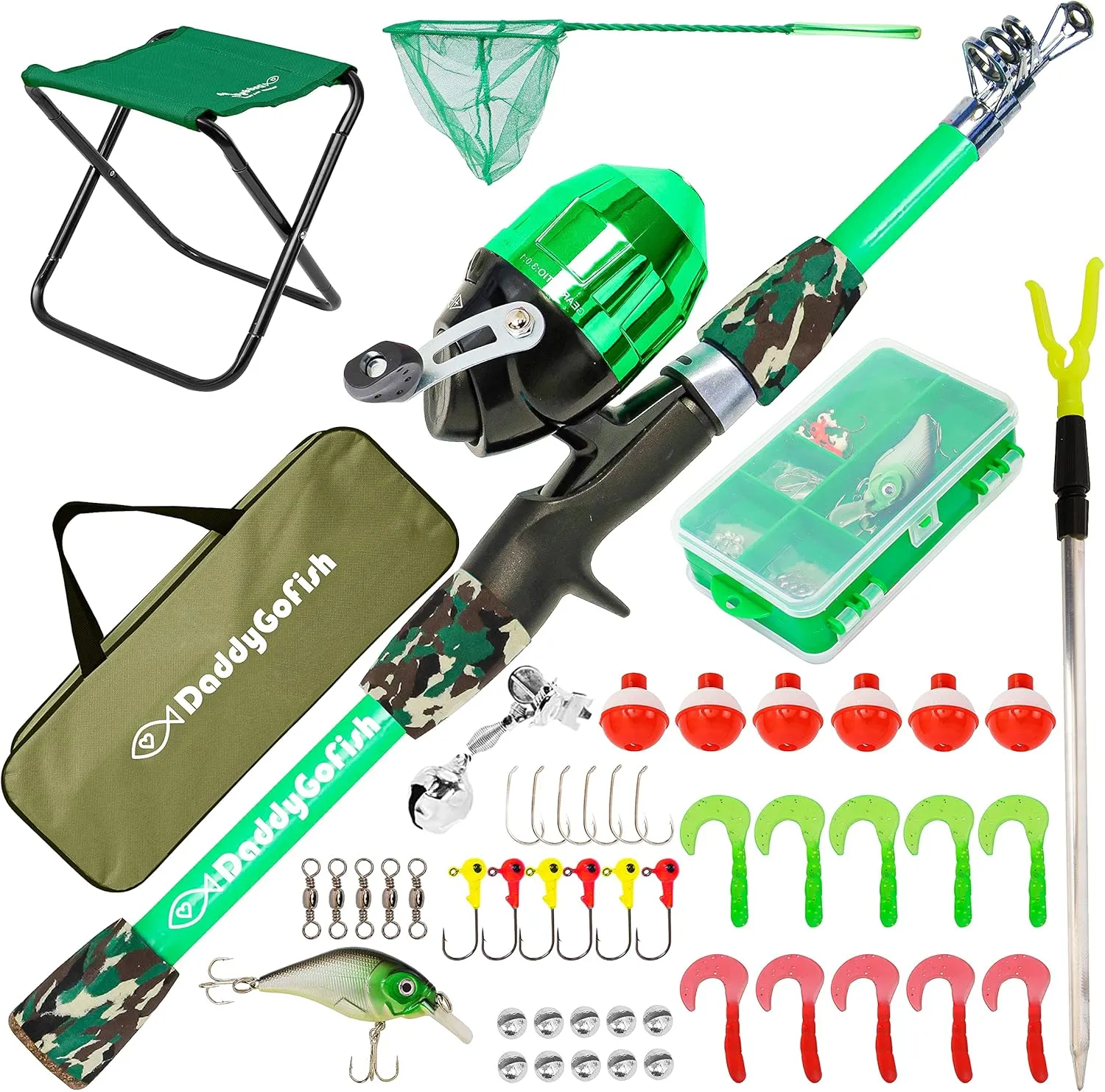 Kids Fishing Pole - Rod Reel Combo Tackle Box Starter Set - First Year Small Dock Gear Kit for Boys Girls Toddler Youth Age Beginner Little Children Junior Anglers