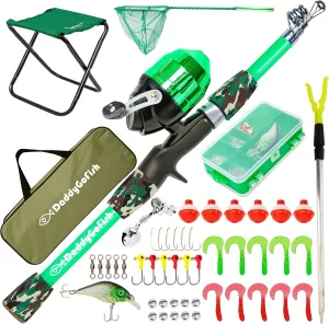 Kids Fishing Pole - Rod Reel Combo Tackle Box Starter Set - First Year Small Dock Gear Kit for Boys Girls Toddler Youth Age Beginner Little Children Junior Anglers