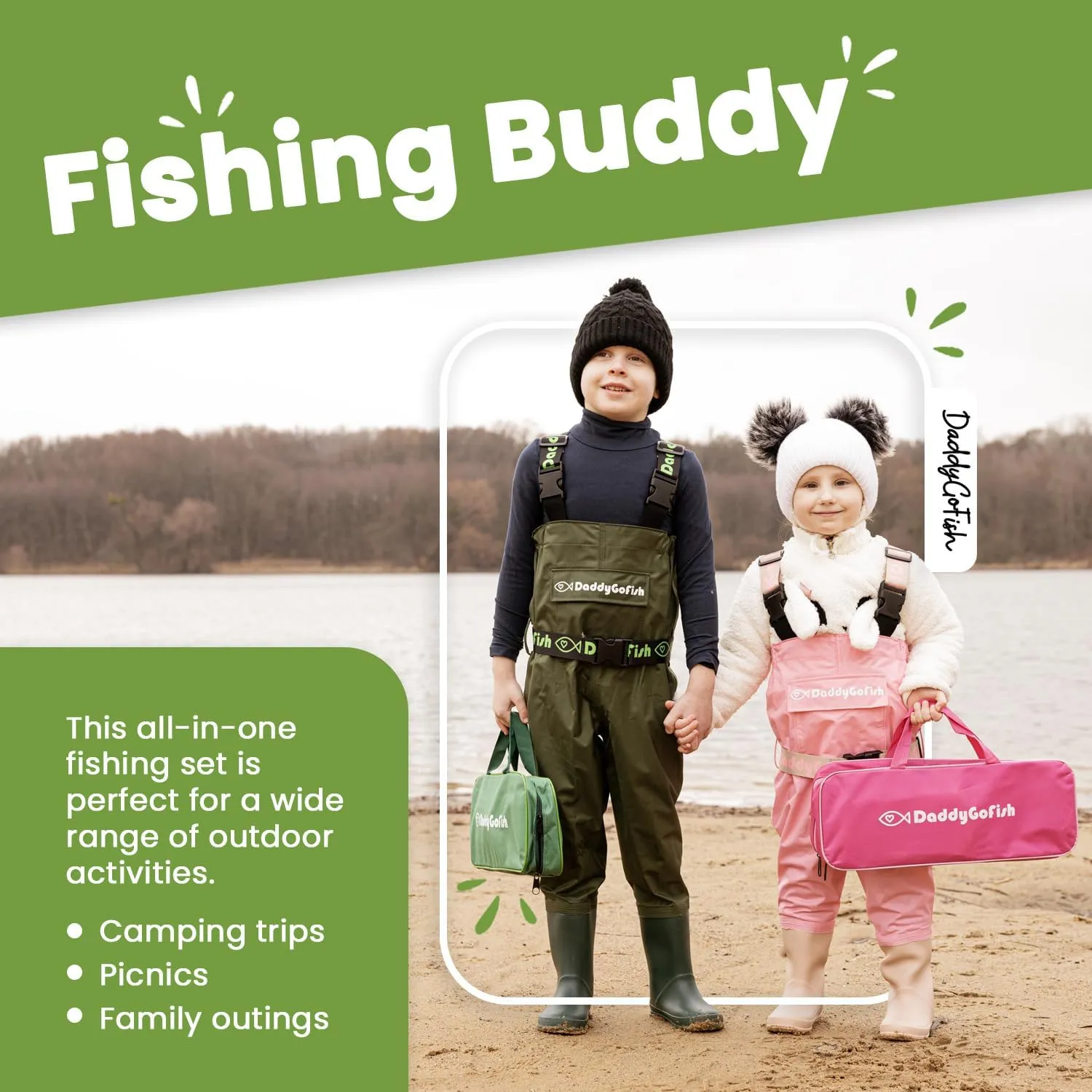 Kids Fishing Pole - Rod Reel Combo Tackle Box Starter Set - First Year Small Dock Gear Kit for Boys Girls Toddler Youth Age Beginner Little Children Junior Anglers