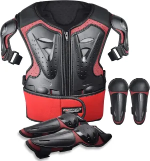 Kids Motorcycle Armor Suit Dirt Bike Gear Chest Protector Motocross for Kids Dirt Bike Chest Protective Gear with Elbow Knee Pads Guards for Cycling