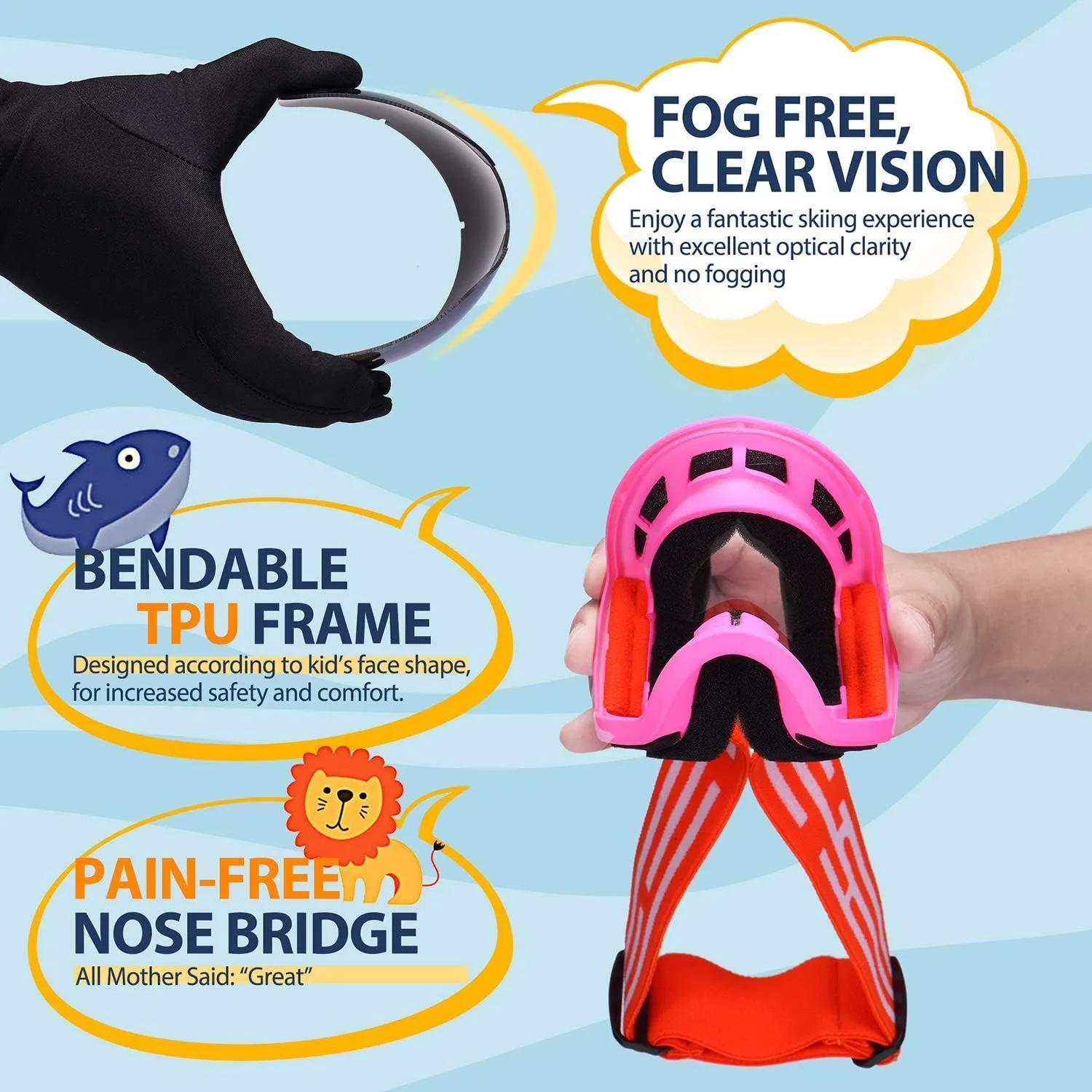 Kids Ski Goggle, Snow Ski Goggles for Kids Youth Teens Boys and Girls from 5-14
