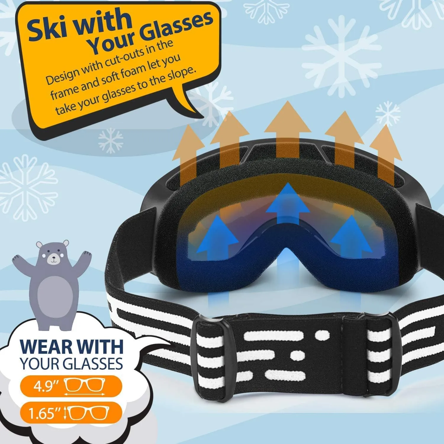 Kids Ski Goggle, Snow Ski Goggles for Kids Youth Teens Boys and Girls from 5-14